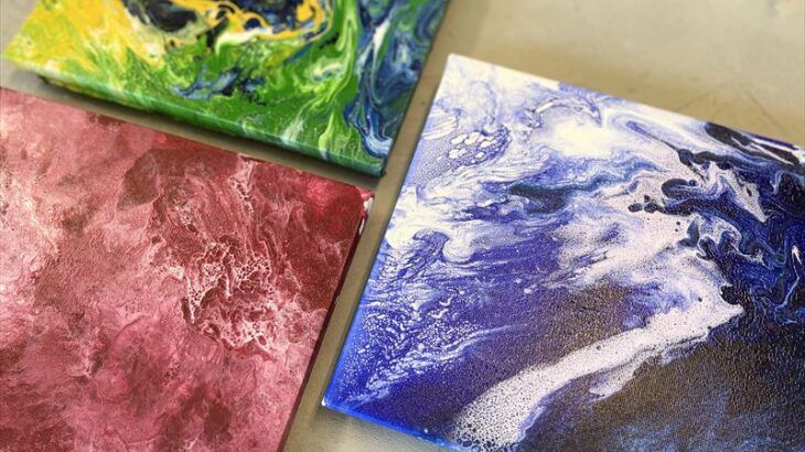 ワークイベント「アクリル絵具を使ってフルイドアートを作ろう」の試作